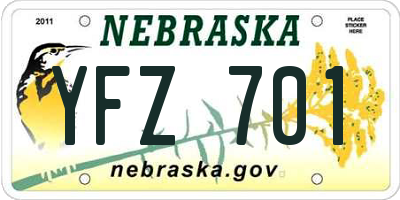 NE license plate YFZ701