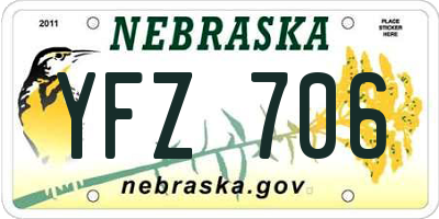 NE license plate YFZ706