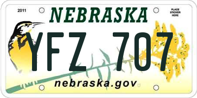 NE license plate YFZ707