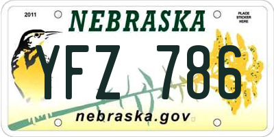 NE license plate YFZ786