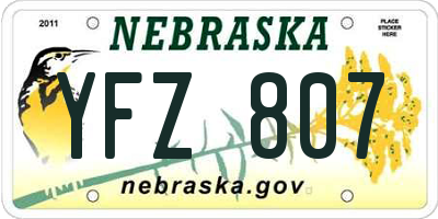 NE license plate YFZ807