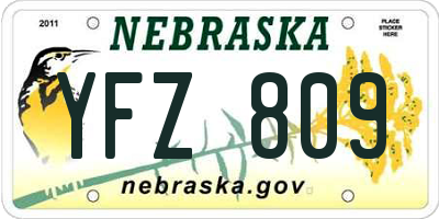 NE license plate YFZ809