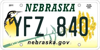 NE license plate YFZ840
