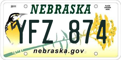 NE license plate YFZ874
