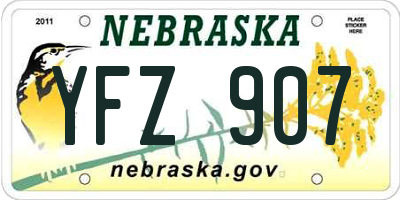 NE license plate YFZ907