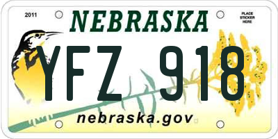 NE license plate YFZ918