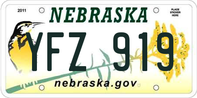 NE license plate YFZ919