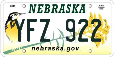 NE license plate YFZ922