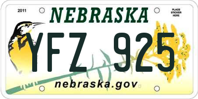 NE license plate YFZ925