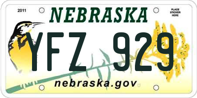 NE license plate YFZ929