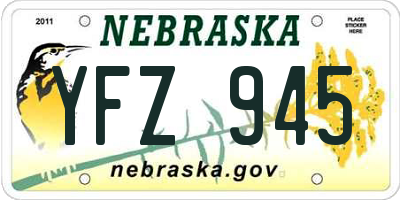 NE license plate YFZ945