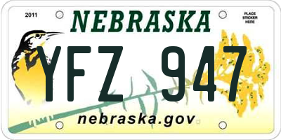 NE license plate YFZ947