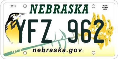 NE license plate YFZ962