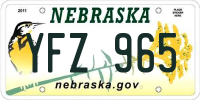 NE license plate YFZ965