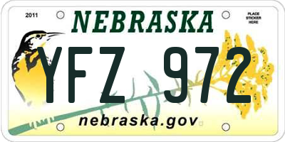 NE license plate YFZ972