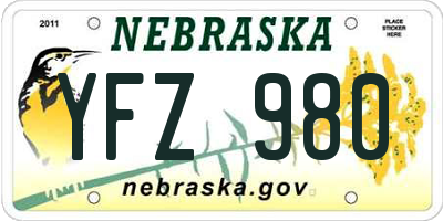 NE license plate YFZ980