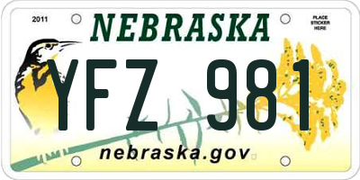 NE license plate YFZ981