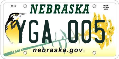 NE license plate YGA005