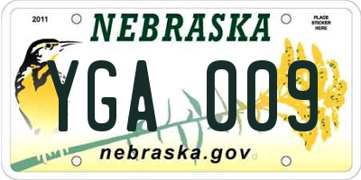 NE license plate YGA009