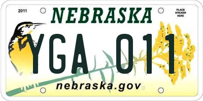 NE license plate YGA011