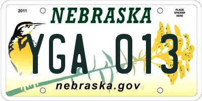 NE license plate YGA013