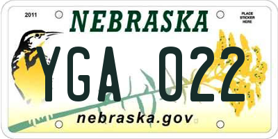 NE license plate YGA022