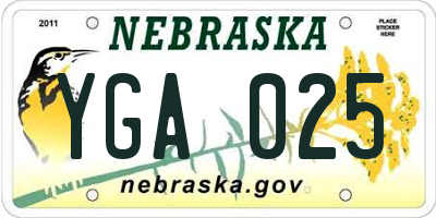 NE license plate YGA025
