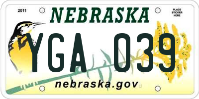 NE license plate YGA039