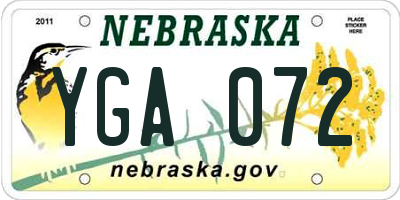 NE license plate YGA072