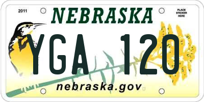 NE license plate YGA120
