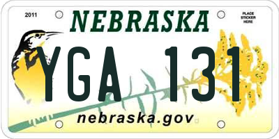 NE license plate YGA131