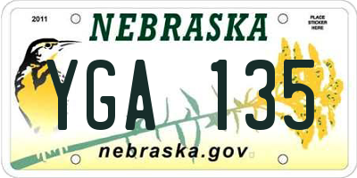 NE license plate YGA135