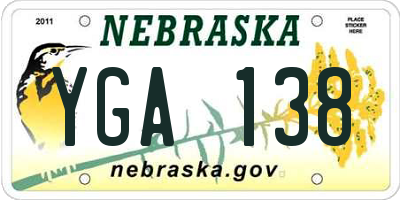 NE license plate YGA138
