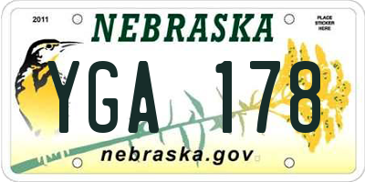 NE license plate YGA178