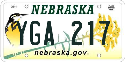 NE license plate YGA217