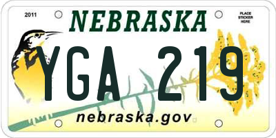 NE license plate YGA219