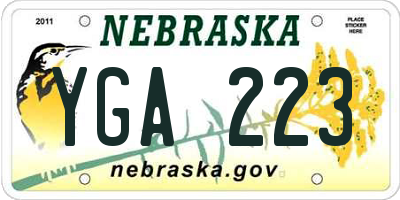 NE license plate YGA223