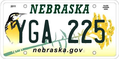 NE license plate YGA225