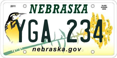 NE license plate YGA234