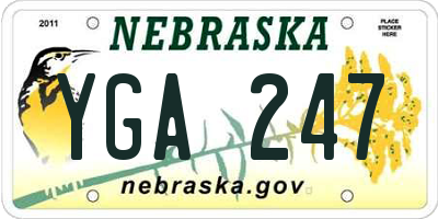 NE license plate YGA247