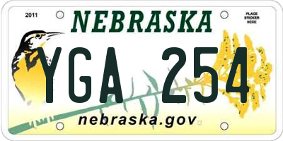 NE license plate YGA254