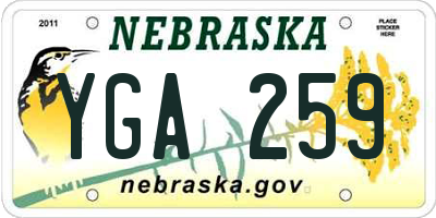 NE license plate YGA259