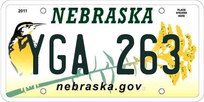 NE license plate YGA263