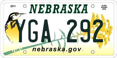 NE license plate YGA292