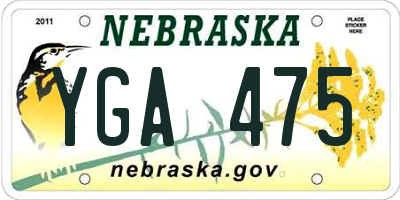 NE license plate YGA475