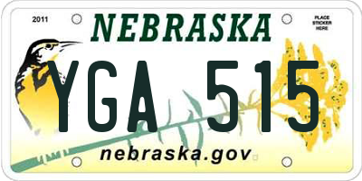 NE license plate YGA515