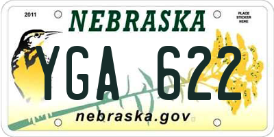 NE license plate YGA622
