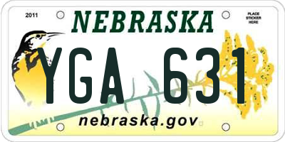 NE license plate YGA631