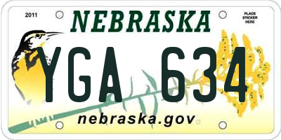 NE license plate YGA634