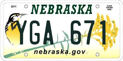 NE license plate YGA671